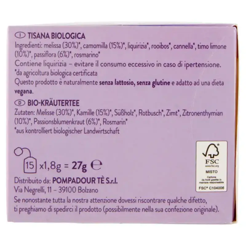 Namaste Pompadour Ceai Organic Ayurvedic Bio Pure Relaxation 15 x 2 g Bax 6 buc.